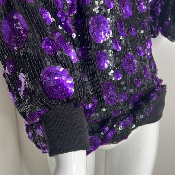 Amen Wardy Sz M Black Purple Flat Beads Sweatshirt Sweater - Picture 3 of 9